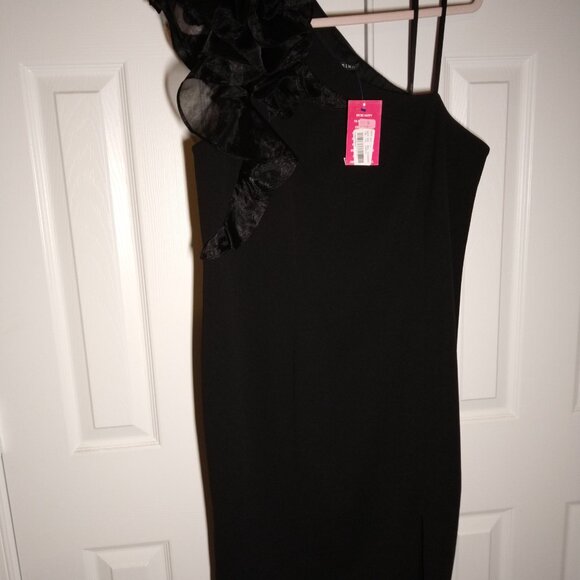 NWT! MARINA Dress ONLY $59! RETAIL $159! One Shoulder With Tulle Bow Sz 16W - Picture 4 of 10